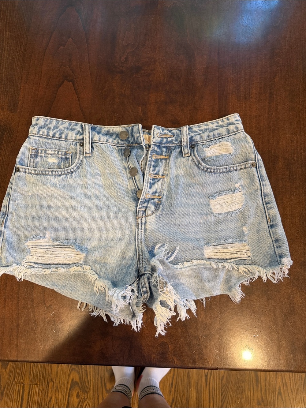Altar'd State Light Blue Distressed Denim Cutoff Shorts